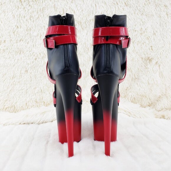 Flamingo 80015 Red Black 2 tone 8" High Heel Closed Back Platform Pole Shoes - Picture 10 of 15